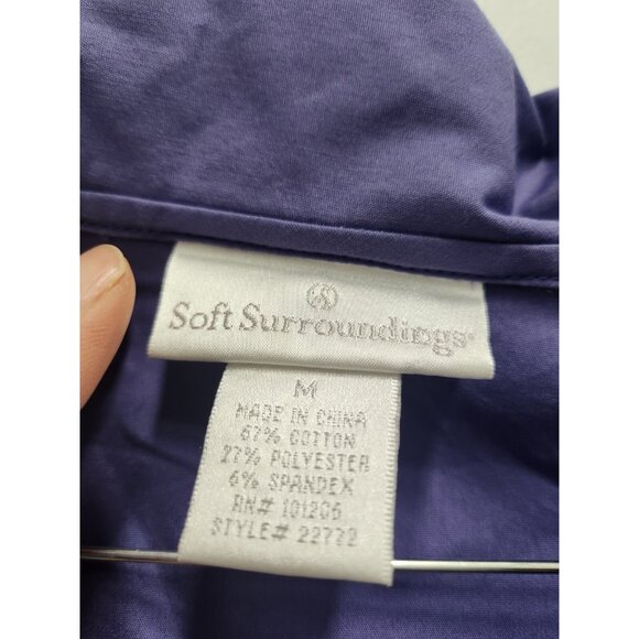 Soft Surroundings Womens Blouse Top Medium Purple Ruffle Collar Office Carrier - Picture 4 of 7